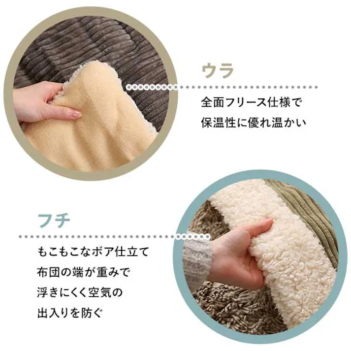 おしゃれなコーデュロイ生地の薄掛けこたつ布団 長方形(190×230cm)単品【mou-ムー-】/カラー:グレー/ #sh-01-rcdr--gy 【4535306205737】【送料込み】