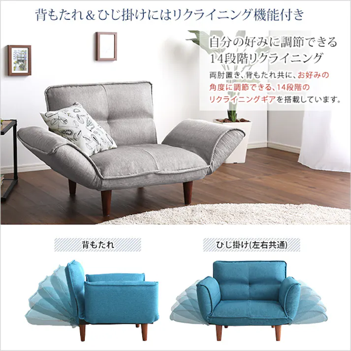 1人掛ソファ(布地)5段階リクライニング、フロアソファ、カウチソファに 日本製 Thun-トゥーン-/カラー:レッド/ #sh-07-thn1p--rd---lf2 【4535306170943】【送料込み】