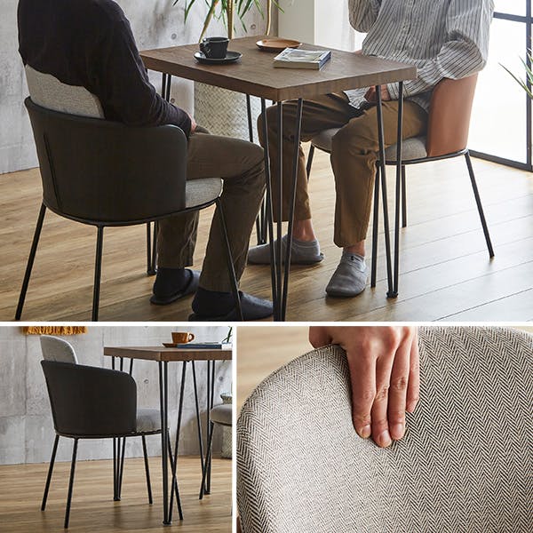 ダイニングテーブル　チェア レザー×ファブリック ダイニングチェア2脚 75cm幅テーブル 3点セット