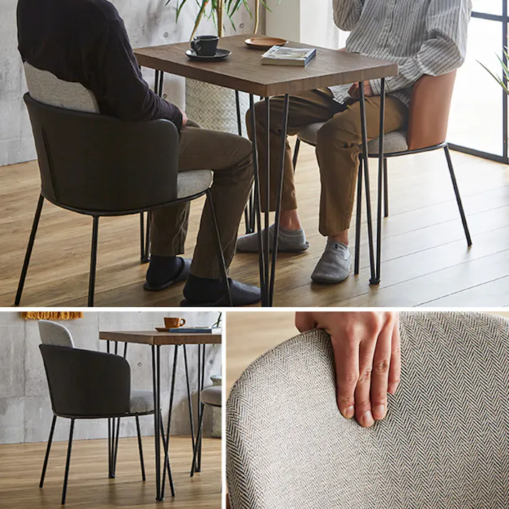 レザー×ファブリック ダイニングチェア2脚 75cm幅テーブル 3点セット 【Alexi×Umbure】/カラー:WA/ブラウン/ お客様組立 #sh-22-afd3--wa-br 【4535306212001】【送料込み】