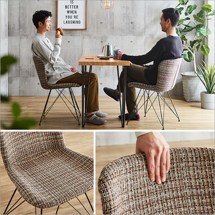 ファブリックダイニングチェア2脚 75cm幅テーブル 3点セット 【PALAY×Umbure】/カラー:WA/ブルー/ブラウン/ お客様組立 #sh-22-ffd3--wa-blbr 【4535306211622】【送料込み】