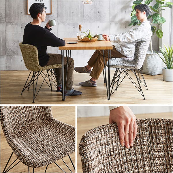 ブラウンファブリックダイニングチェア　セット ファブリックダイニングチェア4脚 110cm幅テーブル 5点セット 【PALAY