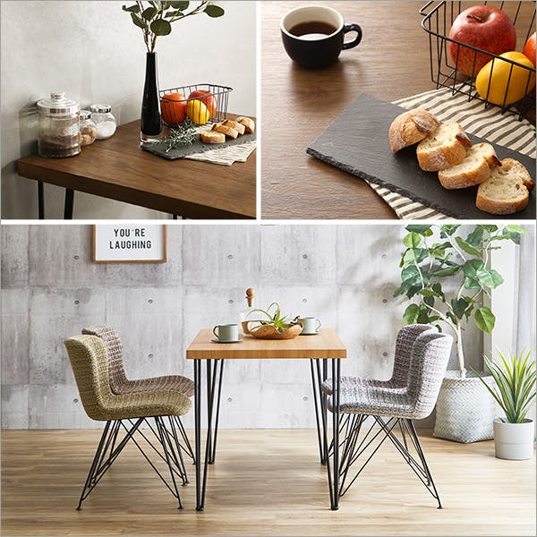 ブラウンファブリックダイニングチェア　セット ファブリックダイニングチェア4脚 110cm幅テーブル 5点セット 【PALAY