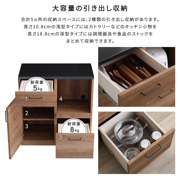 日本製 特殊鋼板を使ったキッチンカウンター(ドアタイプ) 80cm幅