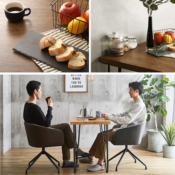 回転式ファブリックダイニングチェア2脚 75cm幅テーブル 3点セット 【Cyril×Umbure】/カラー:WA/ブラック/ お客様組立 #sh-22-sfd3--wa-bk 【4535306211936】【送料込み】