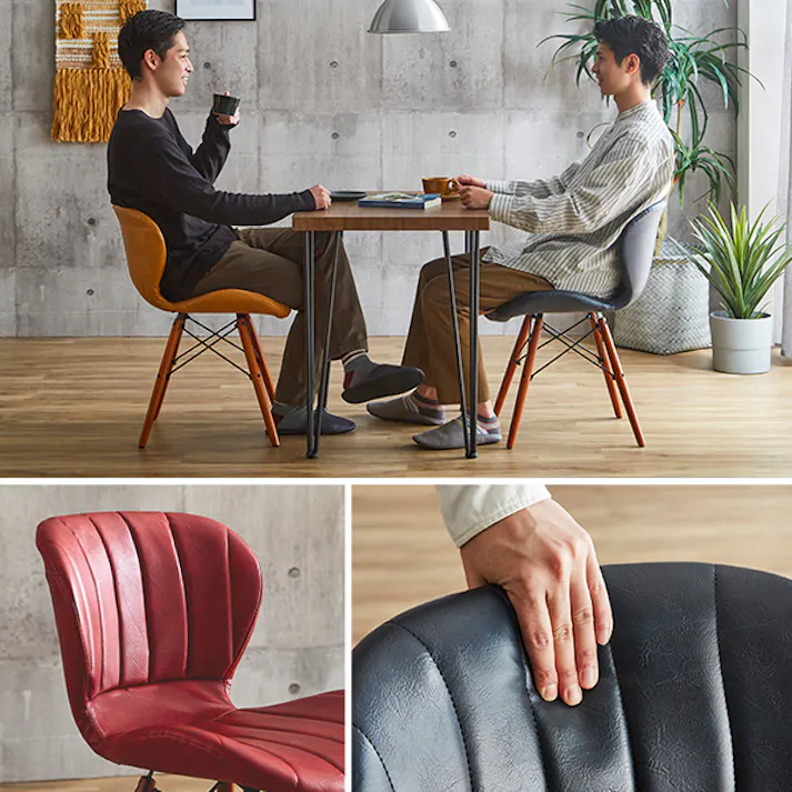 レザー調ダイニングチェア2脚 75cm幅テーブル 3点セット 【Layne×Umbure】/カラー:WA/ネイビー/ お客様組立 #sh-22-vld3--wa-nv 【4535306211844】【送料込み】