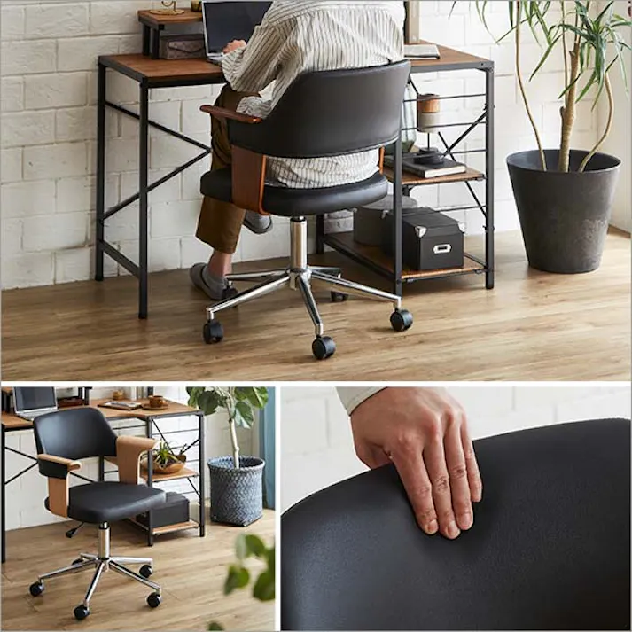 曲線が美しいデスクチェア 2点セット【EIRMIN×Lubbock】/カラー:SH/ブラウン/ お客様組立 #sh-23-kdset--sh-br 【4535306212445】【送料込み】