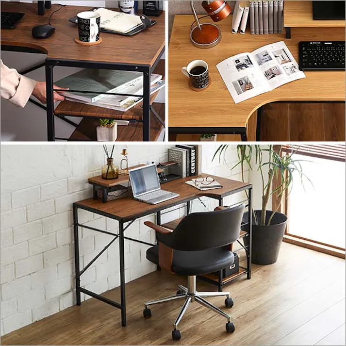 曲線が美しいデスクチェア 2点セット【EIRMIN×Lubbock】/カラー:SH/ブラウン/ お客様組立 #sh-23-kdset--sh-br 【4535306212445】【送料込み】