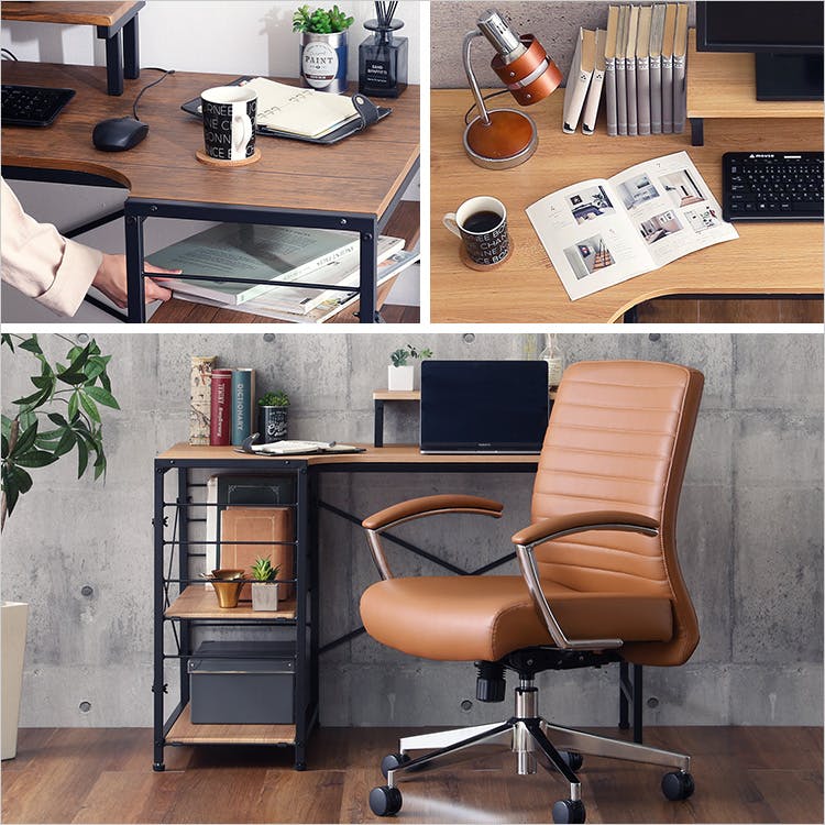 レザー調 ヴィンテージデスクチェア2点セット【Granst×Lubbock