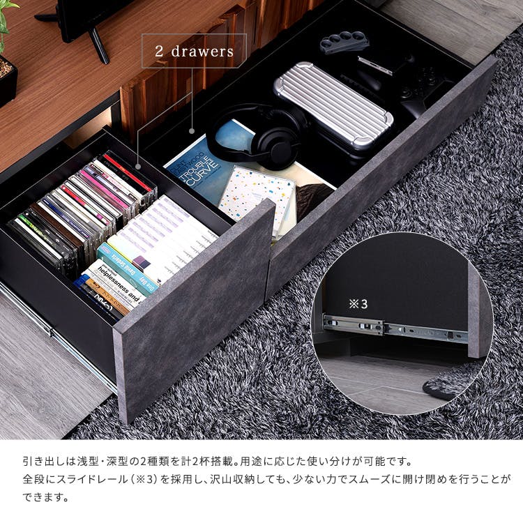 新品 送料込 モルタル調×木目 モダンテイストテレビ台180cm幅 完成品 幅180cm] モルタル調×木目 モダンテイストなテレビ台 ディスプレイ台