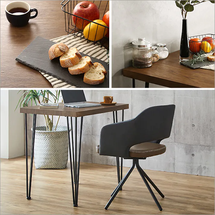 レザー調ラウンドダイニングチェア 75cm幅テーブル 2点セット【Marlon×Umbure】/カラー:SH/ブラウン/ お客様組立 #sh-23-ofd2--sh-br 【4535306212421】【送料込み】