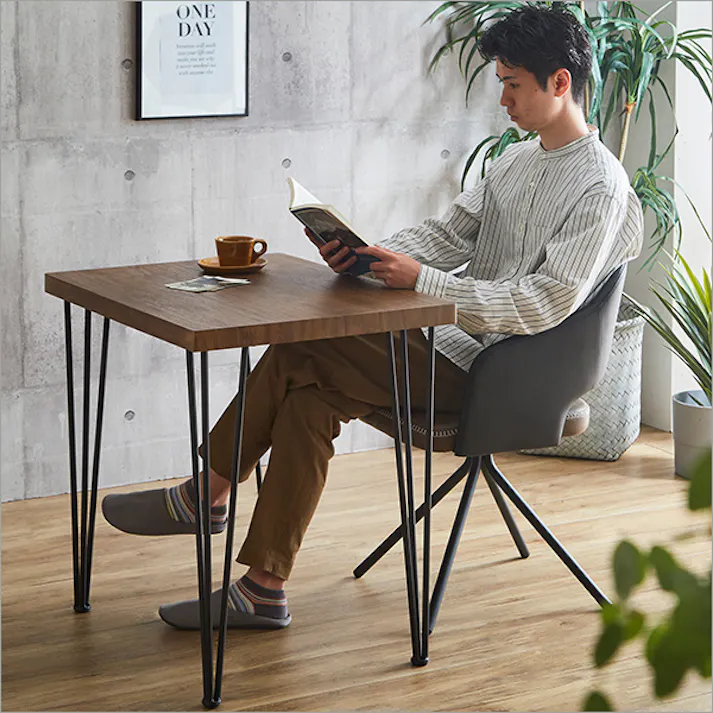 レザー調ラウンドダイニングチェア 75cm幅テーブル 2点セット【Marlon×Umbure】/カラー:SH/ブラウン/ お客様組立 #sh-23-ofd2--sh-br 【4535306212421】【送料込み】