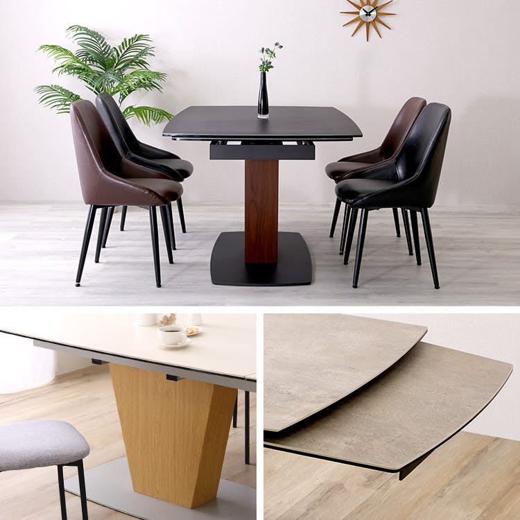 伸長セラミックダイニングテーブル／カラー：ホワイト／ お客様組立