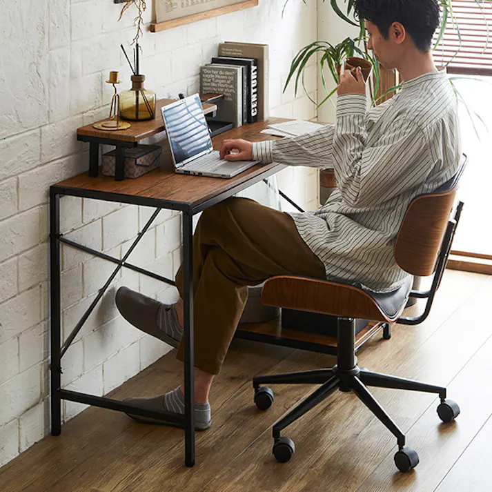 ゆるやかなカーブが美しいデスクチェア 2点セット【Gwyn×Lubbock】/カラー:WA/ブラック/ お客様組立 #sh-23-yvset--wa-bk 【4535306212490】【送料込み】