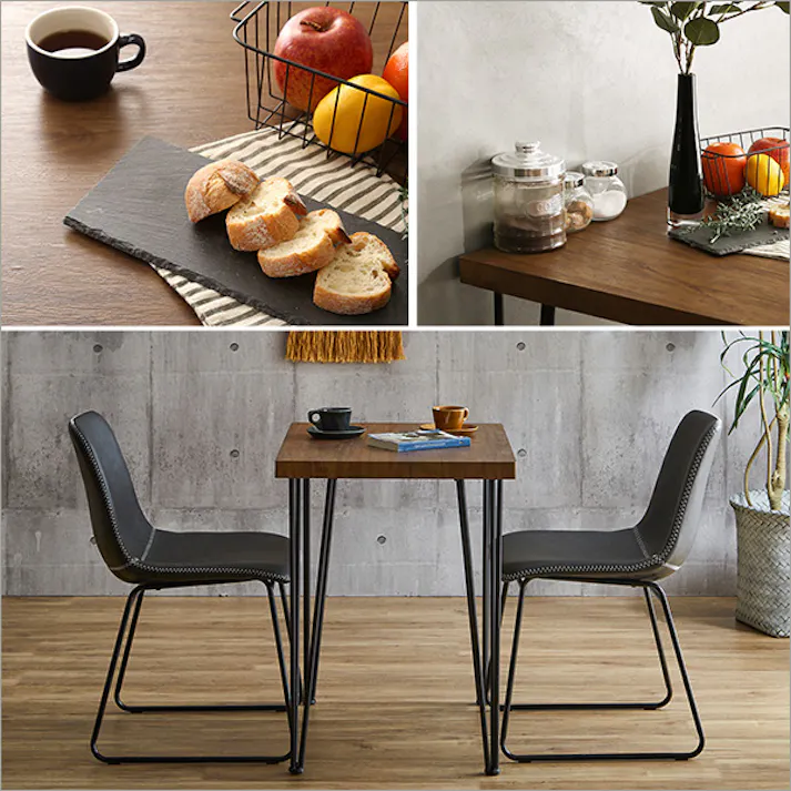 スクエアチェア2脚(同色) 75cm幅テーブル 3点セット 【SETH×Umbure】/カラー:WA/レッドブラウン/ お客様組立 #sh-24-std3--wa-rdbr 【4535306212056】【送料込み】