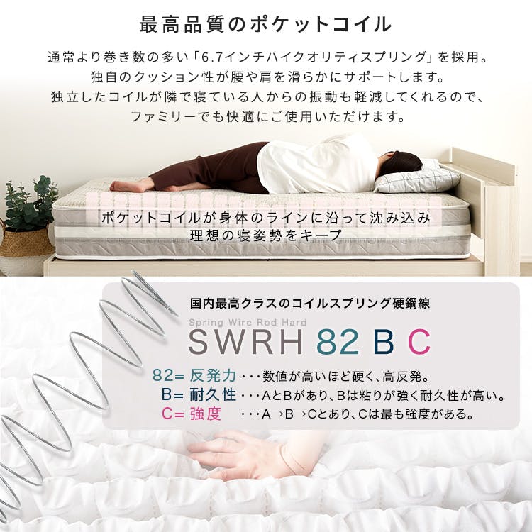 日本製ポケットコイルデザインマットレス【mornisha-モニーシャ