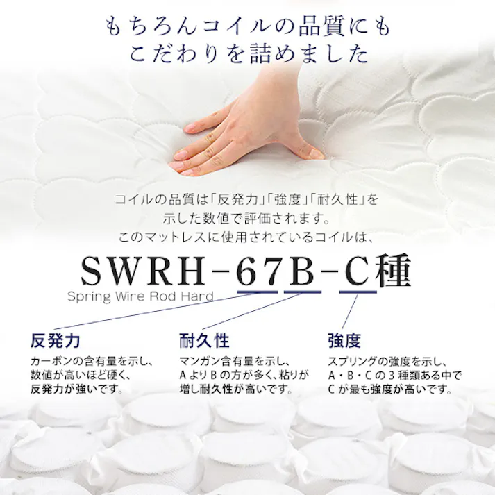 ポケットコイルマットレス(スリムシングル)/カラー:ホワイト/ #srm-01ss--wh 【4535306215248】【送料込み】※マットレスのみ(ベッド、布団、枕等は付属しません)