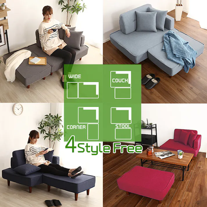 組み合わせ自由なコンパクトカウチソファ 【FLEO-フレオ-】/カラー:グレー/ #sh-07-ocs--gy 【4535306186715】【送料込み】