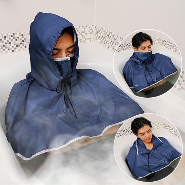 お風呂で発汗 サウナポンチョ ネイビー 約98×87×0.5cm】 ちあふる 自宅