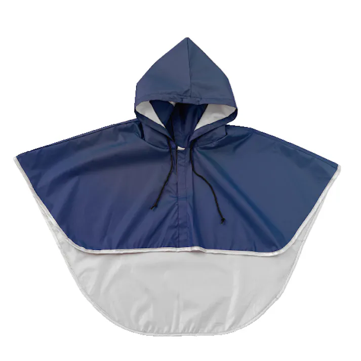 【お風呂で発汗 サウナポンチョ ネイビー 約98×87×0.5cm】 ちあふる 自宅サウナ 発汗サポート アルミ2層 気密調整 フード付 面ファスナー 速乾 吊り干しOK 洗濯機OK JAN:4571414693899