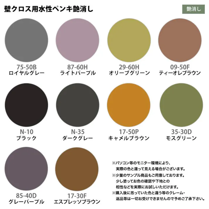 ファインペイント 壁クロス用水性ペンキ 35-30D モスグリーン 4kg