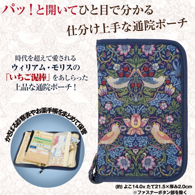 【モリス 通院ポーチ　ワイン】 ちあふる 仕分け上手に通院準備 お薬手帳 診察券 仕切り 多収納 ファスナー ポーチ 4571414699273