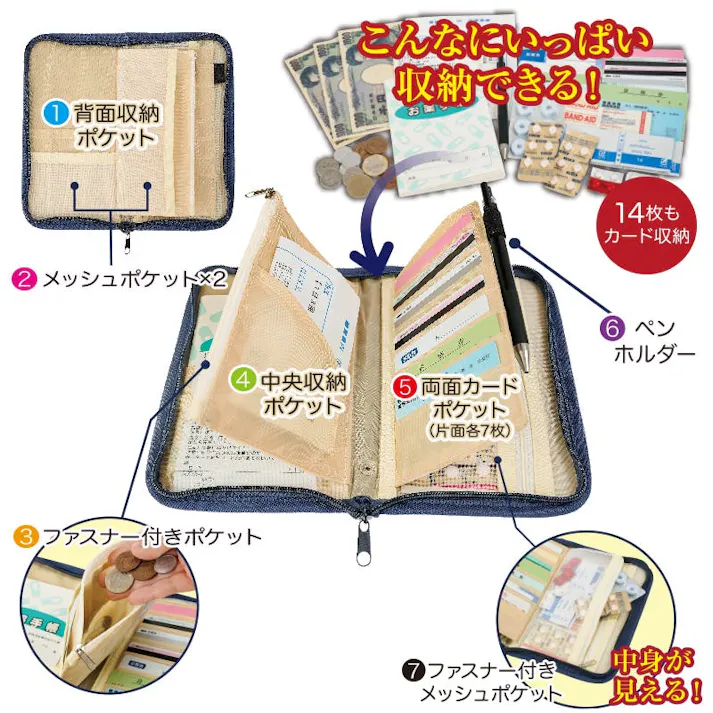 【モリス 通院ポーチ アイボリー】 ちあふる 通院セットをひとまとめ お薬手帳 診察券 仕分け 多収納 ファスナー 母子手帳 4571414699280