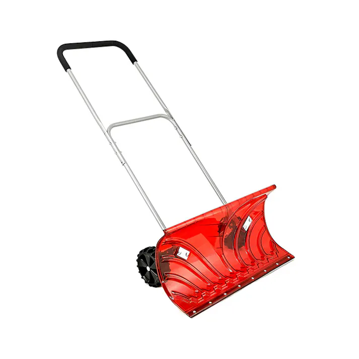 スノープッシャー レッド 車輪付き 除雪 雪かき キャスター付き 丈夫 ポリカーボネート ハンドル調節 手押し 除雪器 スノーダンプ