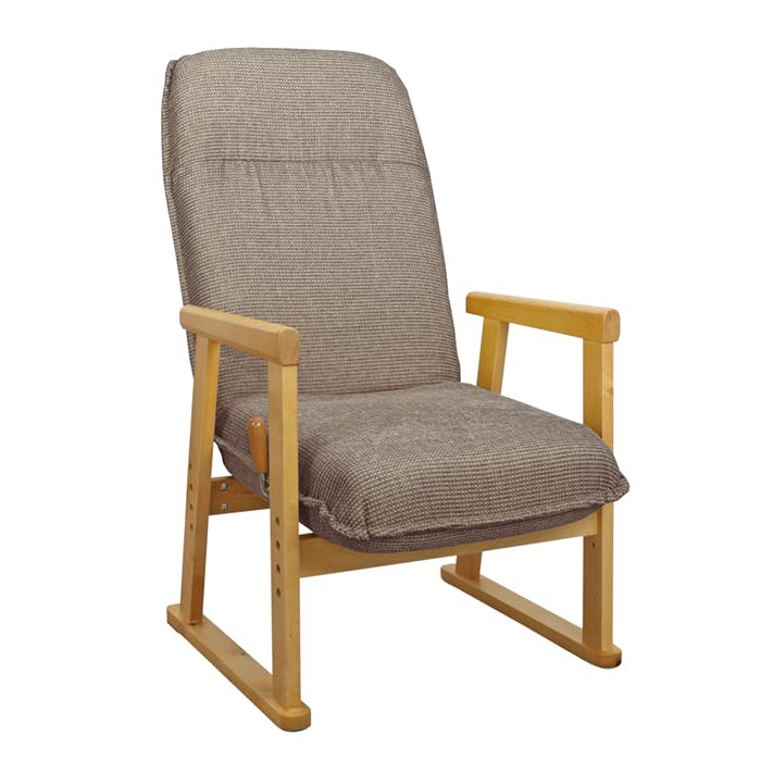 座椅子 ポケットコイル リクライニング 肘掛け 肘付き高座いす ハイタイプ 組立式 敬老 おしゃれ