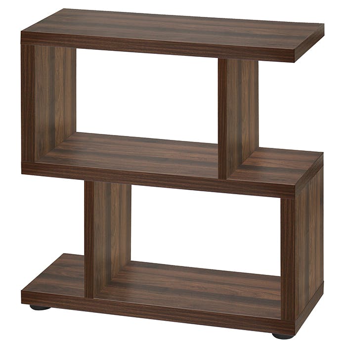 オープンラック 木製 スリム 2段 s字 幅75cm 奥行30cm サイドラック