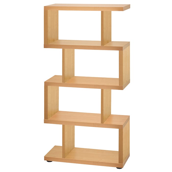 オープンラック 木製 スリム 4段 s字 幅75cm 奥行30cm サイドラック