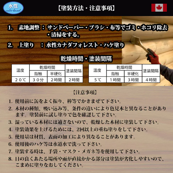 CANADAの本物。 水性 カナダフォレスト 2L 全6色 木材保護着色塗料 水性 塗料 木部用 防虫 防腐 防カビ