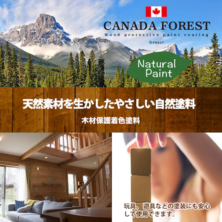 自然塗料 CANADAの本物。カナダフォレスト ナチュラルペイント 2L 全5色 木材保護着色塗料 塗料 木部用 防虫 防腐 防カビ