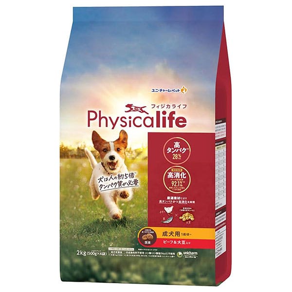 フィジカライフ (Physicalife) 成犬用 ビーフ＆大豆入り 2kg
