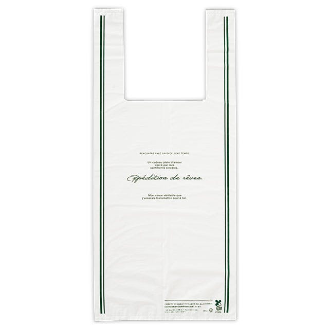 ヘッズ  レジ袋 W280×D260×H620mm ホワイトデイ×グリーン 100枚 ルナコントレジバッグ バイオマス30%-LL HEADS 30RC-LL