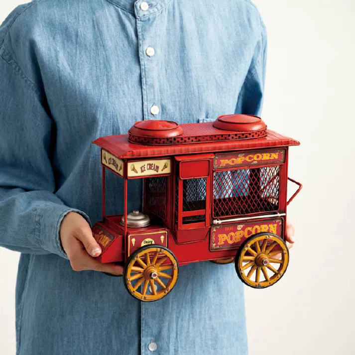 ヘッズ インテリア装飾 W305×D160×H245mm レッド 1個 インテリアブリキバス ポップコーンワゴン HEADS BRZ-INT14