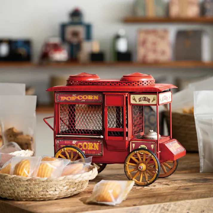 ヘッズ インテリア装飾 W305×D160×H245mm レッド 1個 インテリアブリキバス ポップコーンワゴン HEADS BRZ-INT14