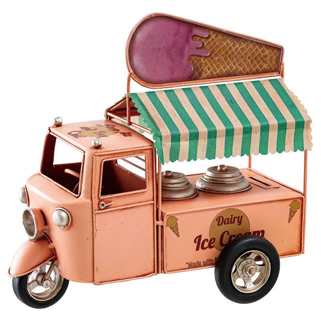 ヘッズ  インテリア装飾 W270×D150×H250mm ピンク 1個 インテリアブリキバス アイスクリームトラック HEADS BRZ-INT16