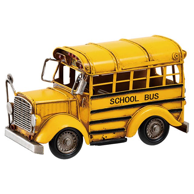 ヘッズ  インテリア装飾 W265×D125×H165mm イエロー 1個 インテリアブリキスクールバス HEADS BRZ-INT17