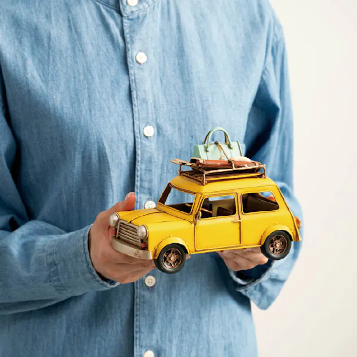 ヘッズ インテリア装飾 W200×D100×H145mm イエロー 1個 インテリアブリキカー HEADS BRZ-INT19