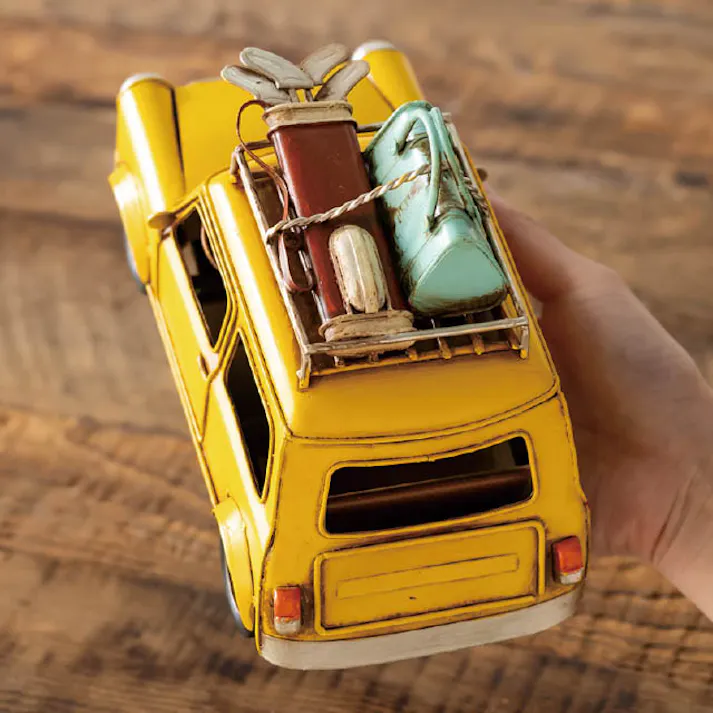 ヘッズ インテリア装飾 W200×D100×H145mm イエロー 1個 インテリアブリキカー HEADS BRZ-INT19