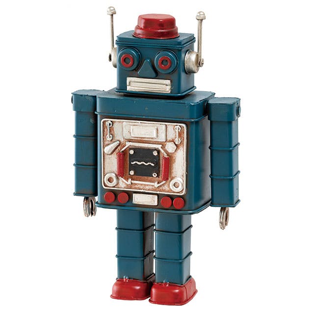 ヘッズ  インテリア装飾 W165×D75×H280mm ブルー 1個 インテリアブリキロボット HEADS BRZ-INT23