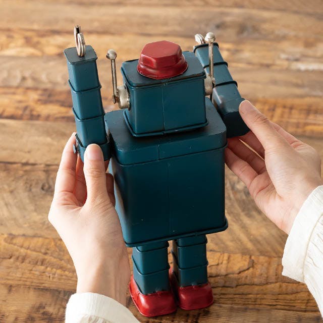 ヘッズ インテリア装飾 W165×D75×H280mm ブルー 1個 インテリアブリキ