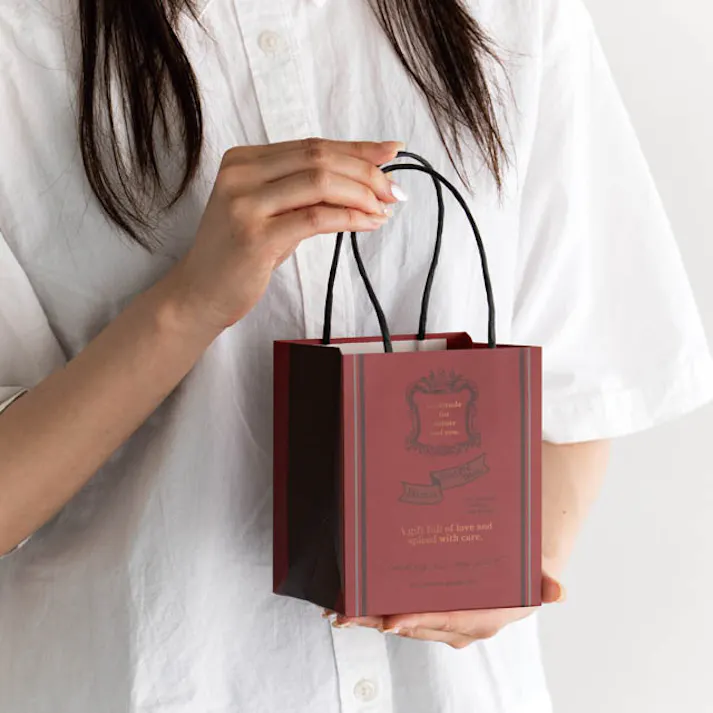 ヘッズ 手提げ袋 紙 W110×D90×H130mm レッド 20枚 エンブレムミニペーパーバッグ HEADS EBM-M1P