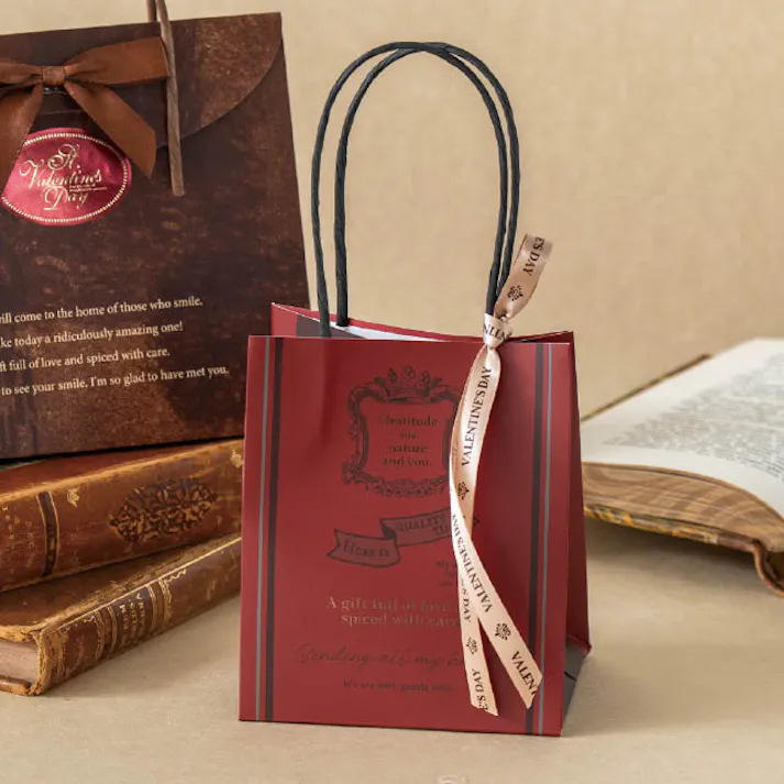 ヘッズ 手提げ袋 紙 W110×D90×H130mm レッド 20枚 エンブレムミニペーパーバッグ HEADS EBM-M1P