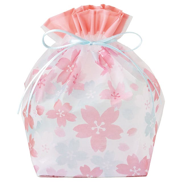 ヘッズ  ラッピング袋 巾着 W220×D110×H200mm ピンク 20枚 さくらPE巾着バッグ HEADS SKR-BM1