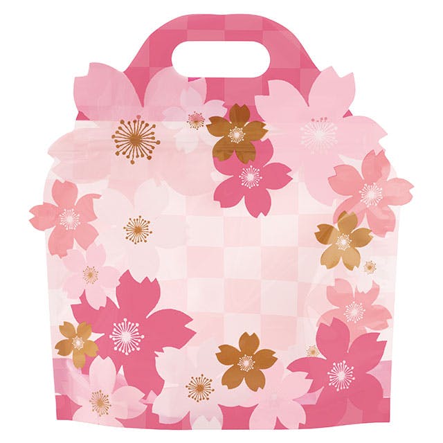 ヘッズ  手提げ袋 W220×D70×H233mm ピンク 30枚 さくらダイカットジップ付バッグ HEADS SKR-DZM