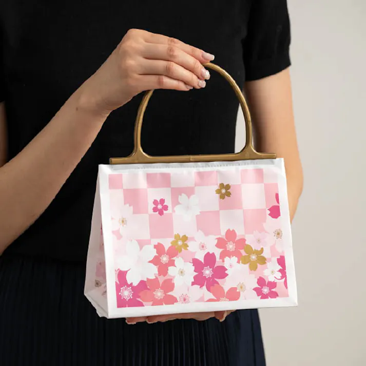 ヘッズ 手提げ袋 W200×D100×H150mm ピンク 20枚 さくらハンドル付ギフトバッグ HEADS SKR-MC3B