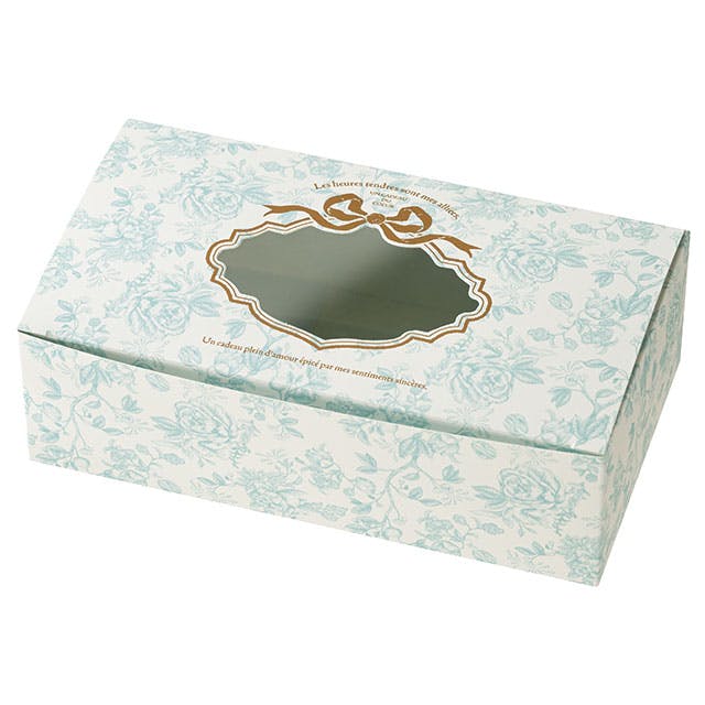 ヘッズ  ギフトボックス W190×D105×H60mm ライトブルー 10枚 ヴィンテージファブリック窓付ボックス クララ［耐水・冷凍対応］ HEADS VFC-WGB1