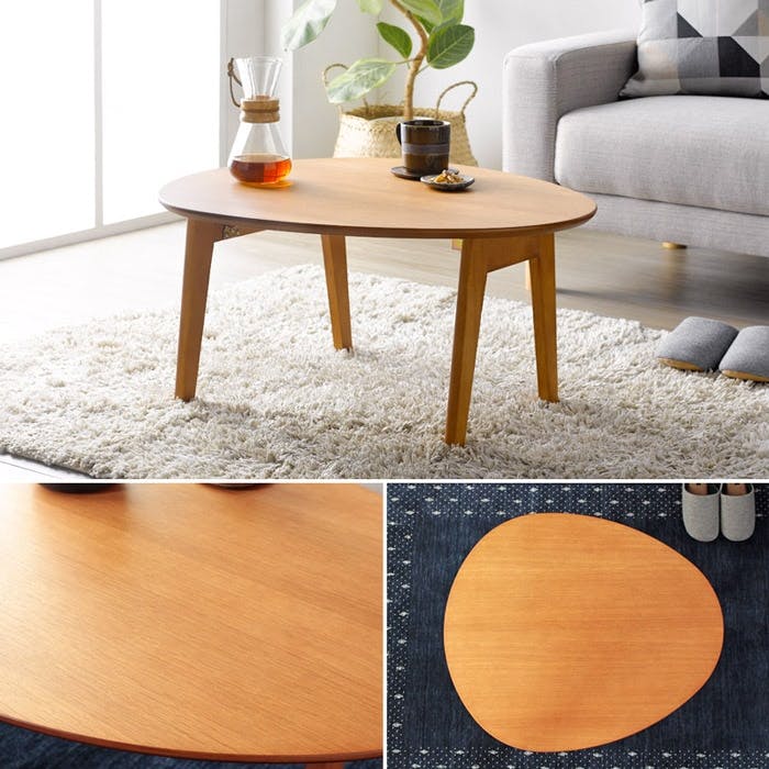 折りたたみ楕円形テーブル IMT-83／カラー：ナチュラル／ 完成品